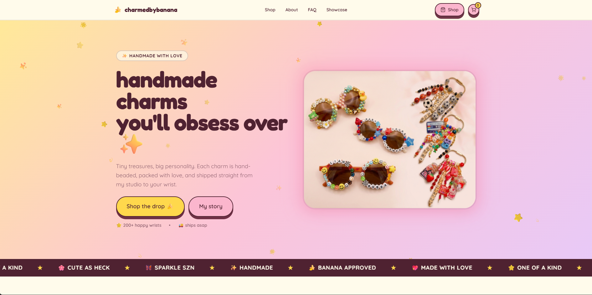 charmedbybanana handmade charms storefront