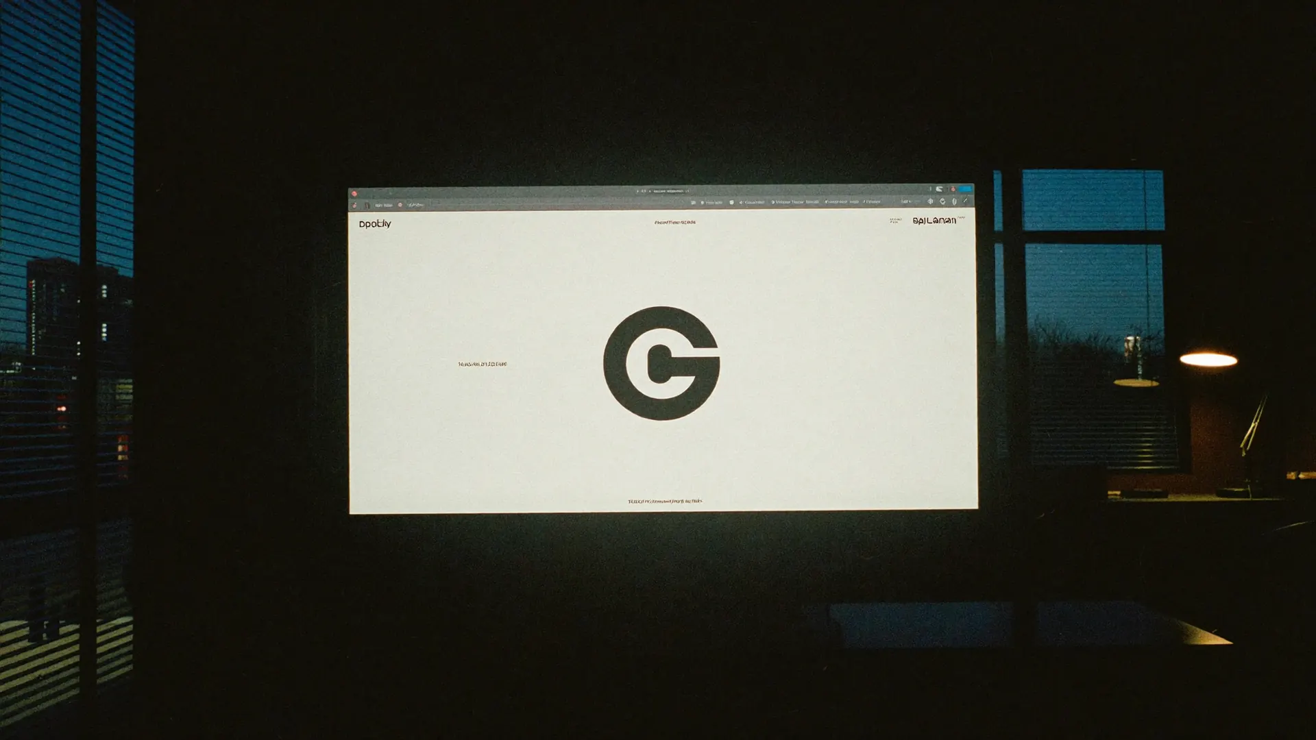Night of launch: finished site glowing on a monitor.